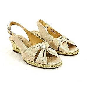 Blush Ribbon Peep Toe Espadrilles NWOT